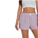 Women's Casual Plaid Cotton Arrow Pants Loose Four-corner Button Shorts