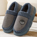 Plus Size Colorblock Plush Slippers For Women Men Winter Warm Home Slipper Indoor Thick-soled Fleece Shoes Couple