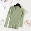 New V-neck Long Sleeve Base Knitting Autumn All-matching Slim Fit Tight Pullover Sweater