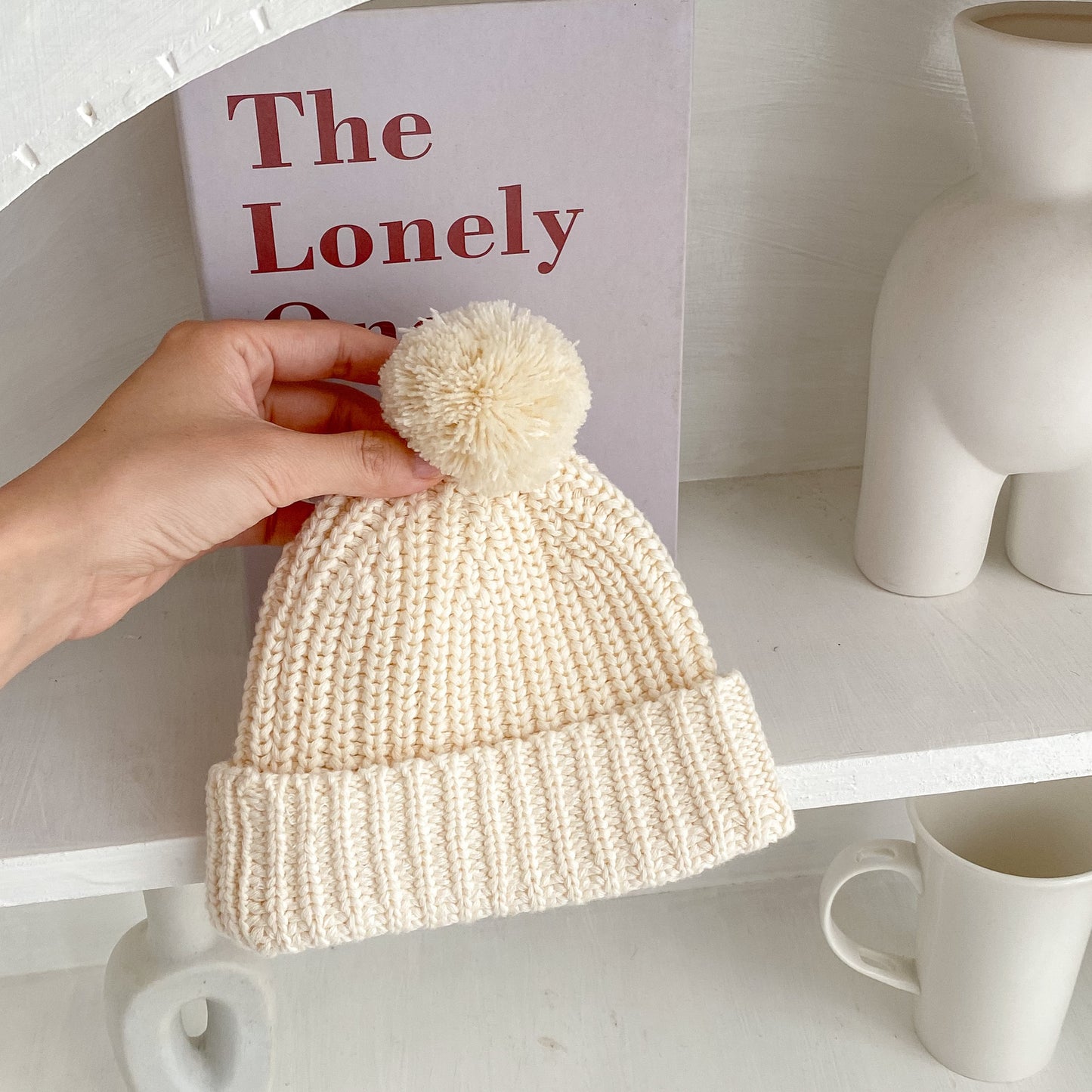 Children's Knitted All-matching Creamy-white Cream Hat