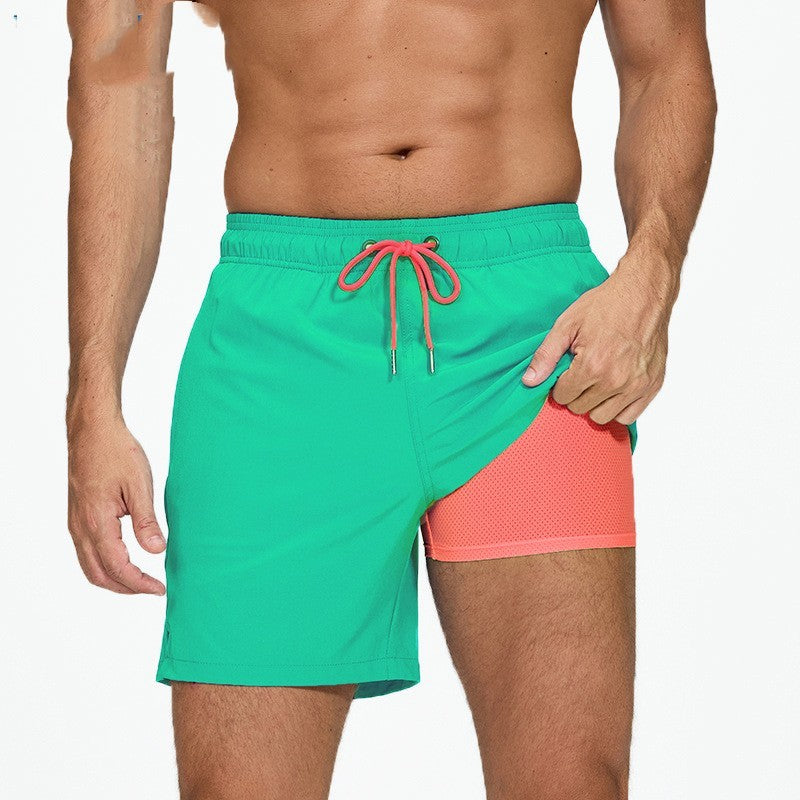 Men's Beach Pants Quick-drying Double-layer Swimming Trunks