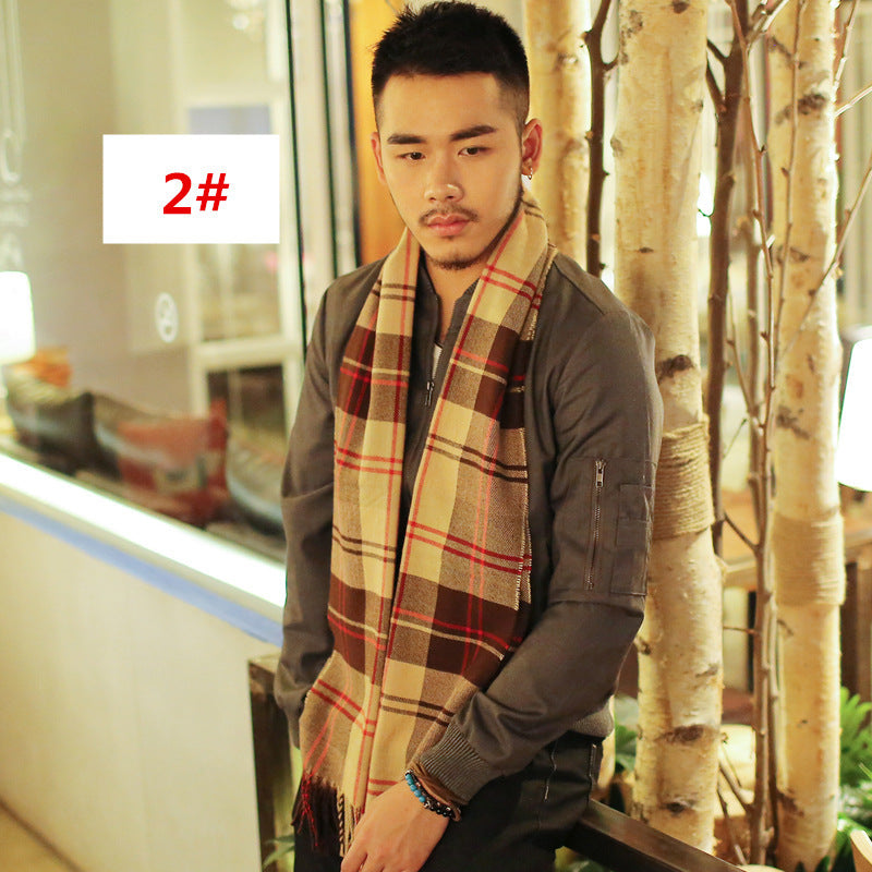 Men's Fashion Casual Warm Plaid Scarf