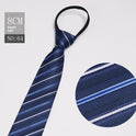 Black Men's Tie Striped Blue Business Tie Lazy Zip Tie In Stock Wholesale Pull Peels