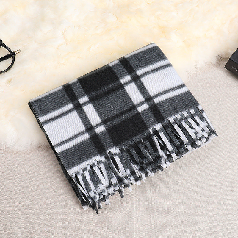 Autumn And Winter Classic Plaid Double-sided Velvet Gift Men's Warm Scarf Women's Shawl