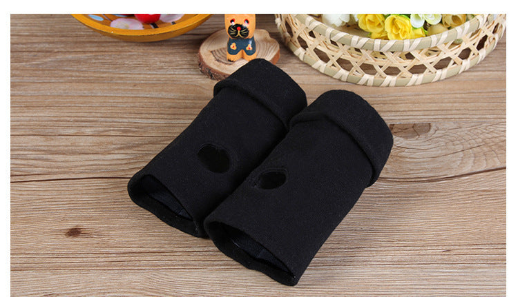 Double Black Keep Warm Pure Color Half Finger Winter Cotton Gloves