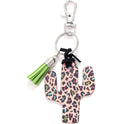 Wooden Cactus Keychain Leopard Flower