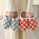 Indoor Home Winter Chessboard Cotton Slippers