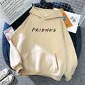 Women's Letter Friend Print Long Sleeve Hooded Sweatshirt