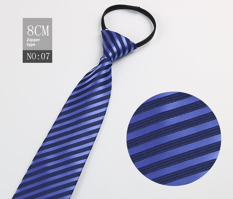 Black Men's Tie Striped Blue Business Tie Lazy Zip Tie In Stock Wholesale Pull Peels