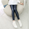 Spring And Autumn Thin Girls' Faux Leather Leggings Slim Outer Wear PU Leather Pants