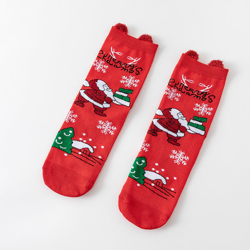 Cotton New Year Cartoon Stereo Ear Cute Elk Christmas Socks