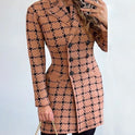 Women's Long-sleeved Double-breasted Suit Collar Printed Coat