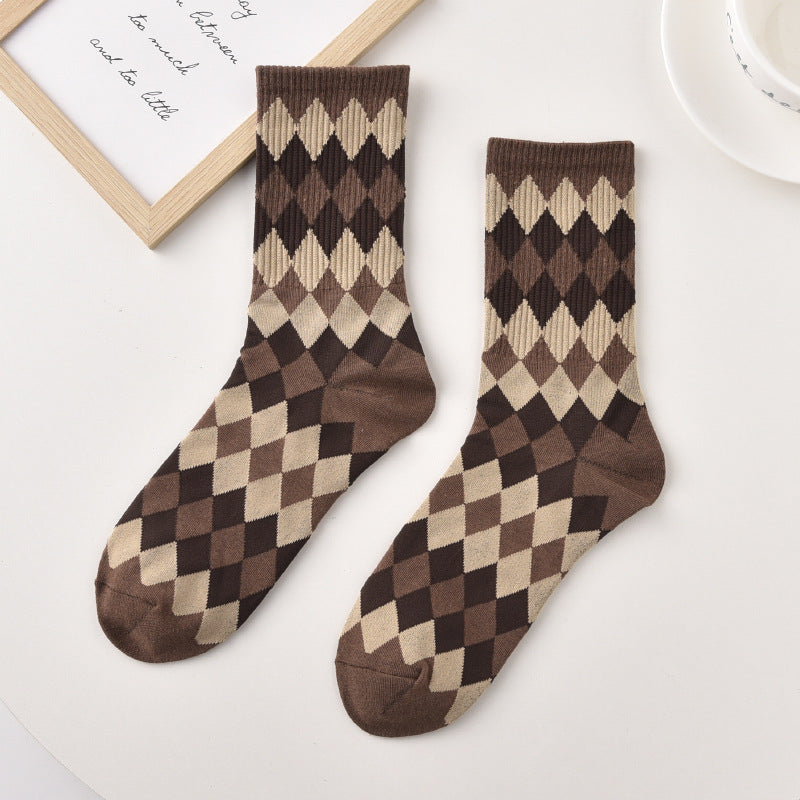 Diamond Lattice Socks Women's Mid Tube Stockings