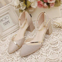 Sequined Wedding Shoes Women's Thick Heel Buckle