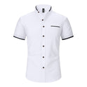 Stand Collar Men's Short Sleeve Shirt