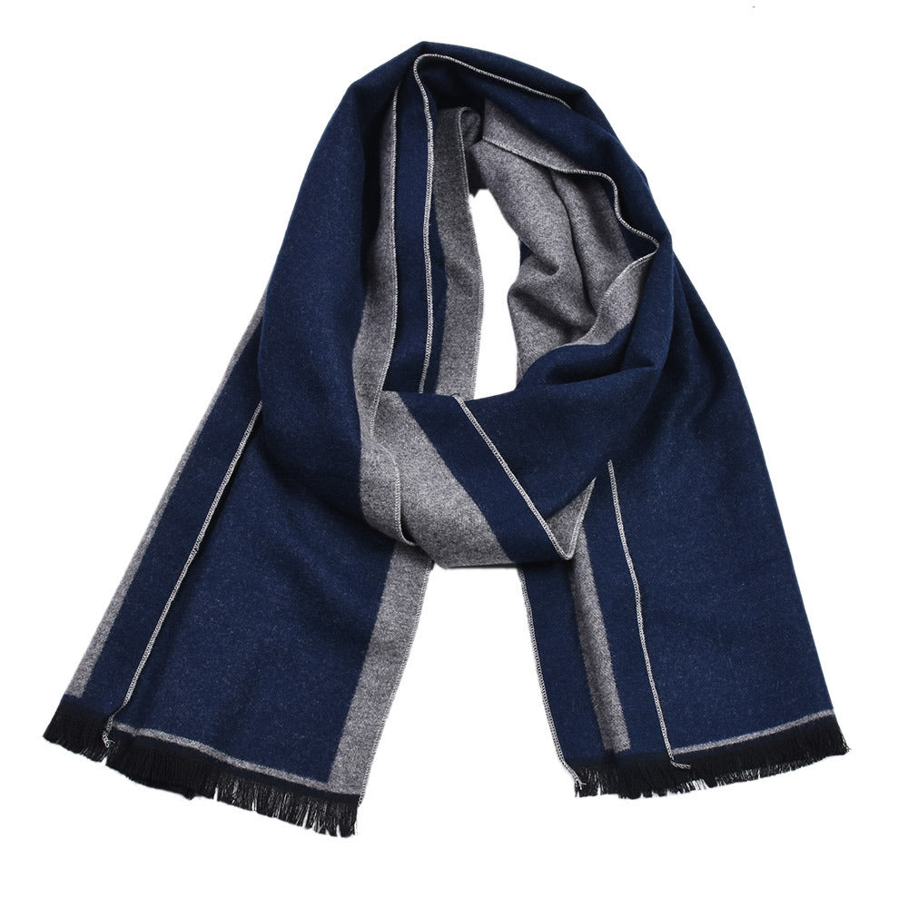 Fashionable Men's Cashmere Warm Contrast Scarf