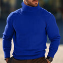 Autumn And Winter Turtleneck Solid Color Striped Sweater Men