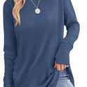 Solid Color Split-finger Long-sleeved Shirt Loose Mid-length