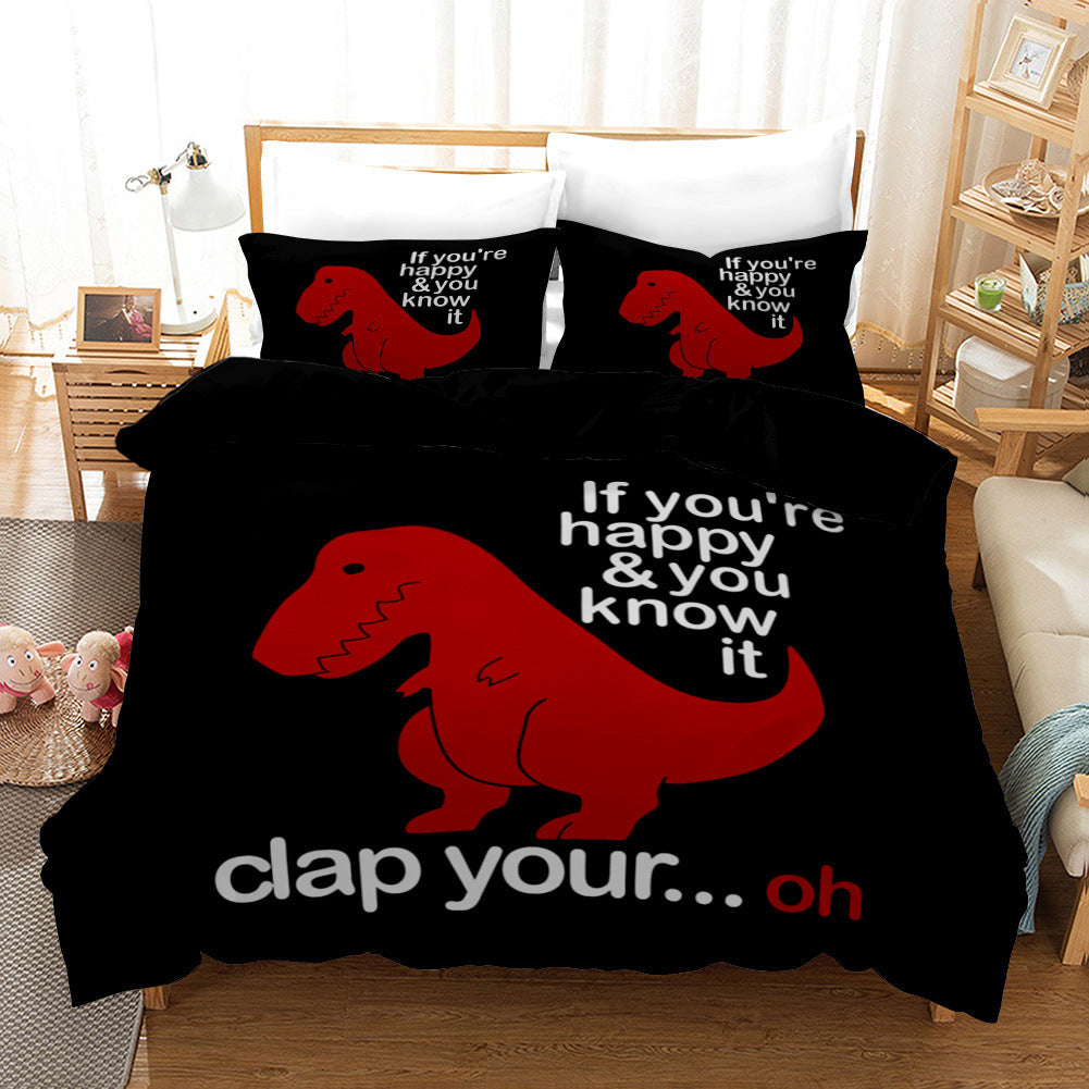 Dinosaur 3D Bedding Three-piece Home Textile Set