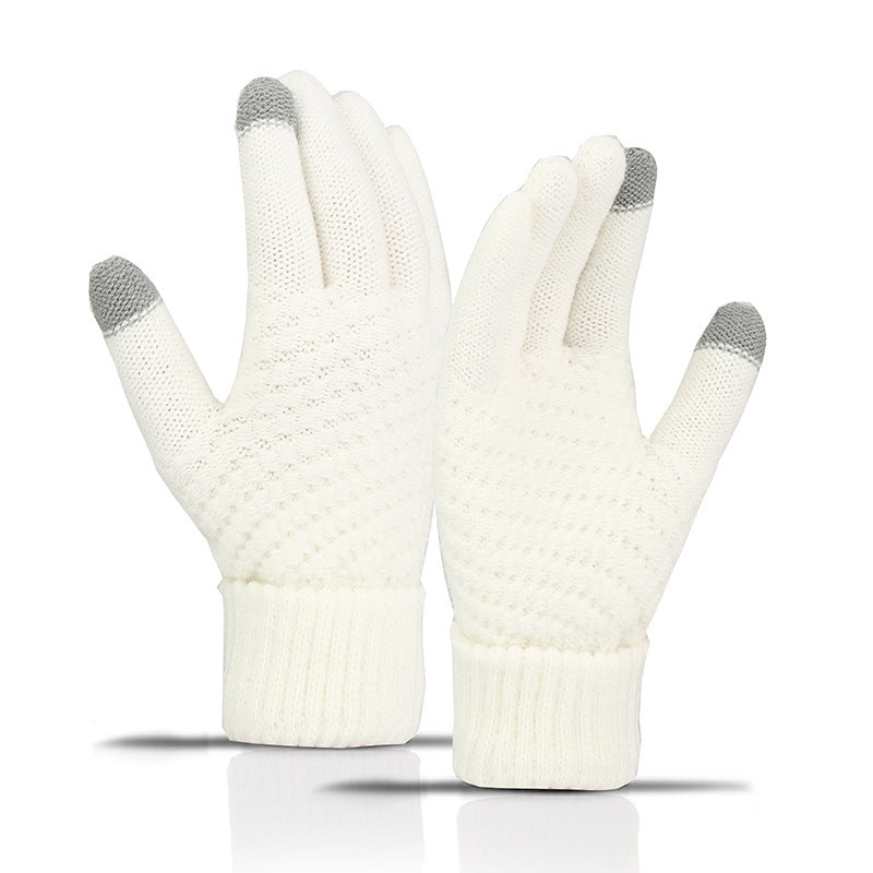 Fleece-lined Wind-proof And Cold Protection Cycling Knitted Warm Gloves