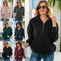 Loose Plush Pullover Socket Solid Color Sweater Coat Women's Clothing