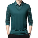 Men's Autumn False Two-piece Shirt Collar T-shirt Long Sleeve Knitwear Top