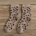 Women's Spotted Leopard Print Terry-loop Hosiery Cotton Middle Tube Socks