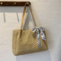 Women's Woven Tote Chain Crossbody Scarf