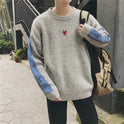 Boys Embroidered Casual Sweater Long-sleeved Color-block Sweater