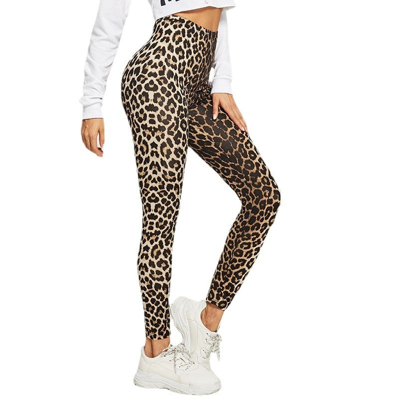 Fashion Leopard Print Leggings Stretch Slim Tight Waist Ankle-length Pants