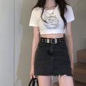 Design Sense Of High Waist Short Style Thin T-shirt Chic Style Spice Girl Slim Top