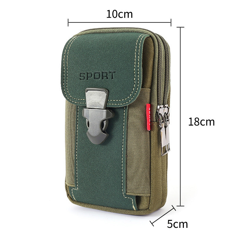 Men's 6.5 Inch Multifunctional Vertical Canvas Mobile Phone Waist Bag