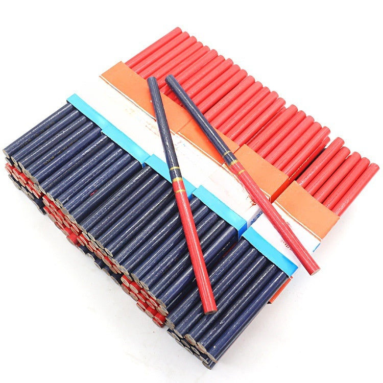 Red And Blue Two-color Carpenter's Pencil Round Marking Pen Engineering Wooden Pen