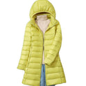 Down Jacket Women's Mid-length Hooded Lightweight Warm Detachable Hat