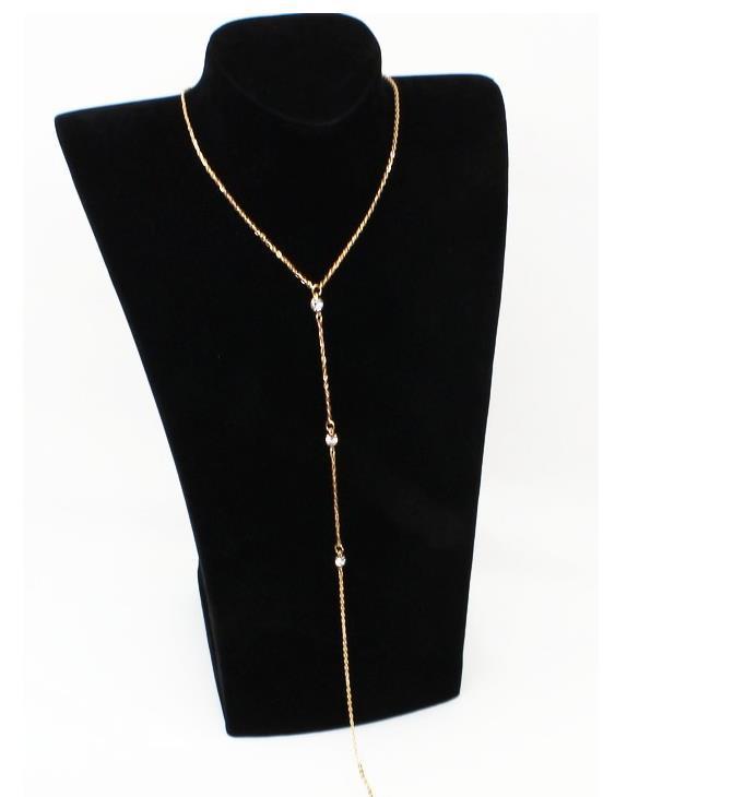 Minimal Diamond Embellished Back Chain Necklace