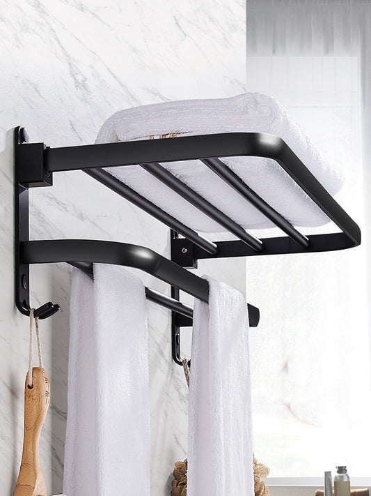 Towel Rack Bathroom Shelf  Wall-mounted Without Perforation