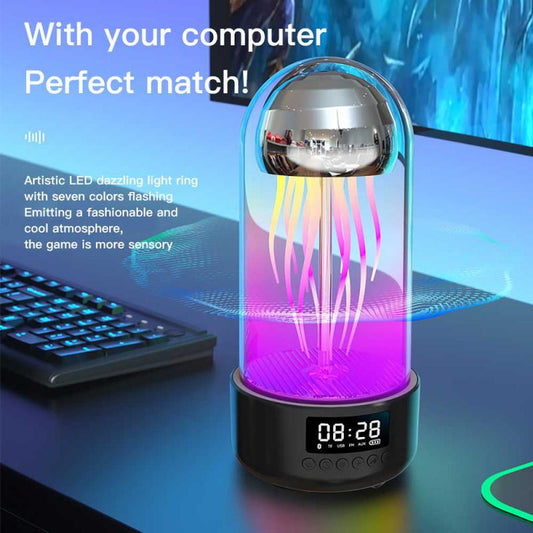 Creative 3in1 Colorful Jellyfish Lamp With Clock Luminous Portable Stereo Breathing Light Smart Decoration Bluetooth-compatible Speaker