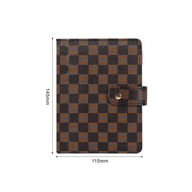 Makaron Loose-leaf Leather Cover Plaid Notebook