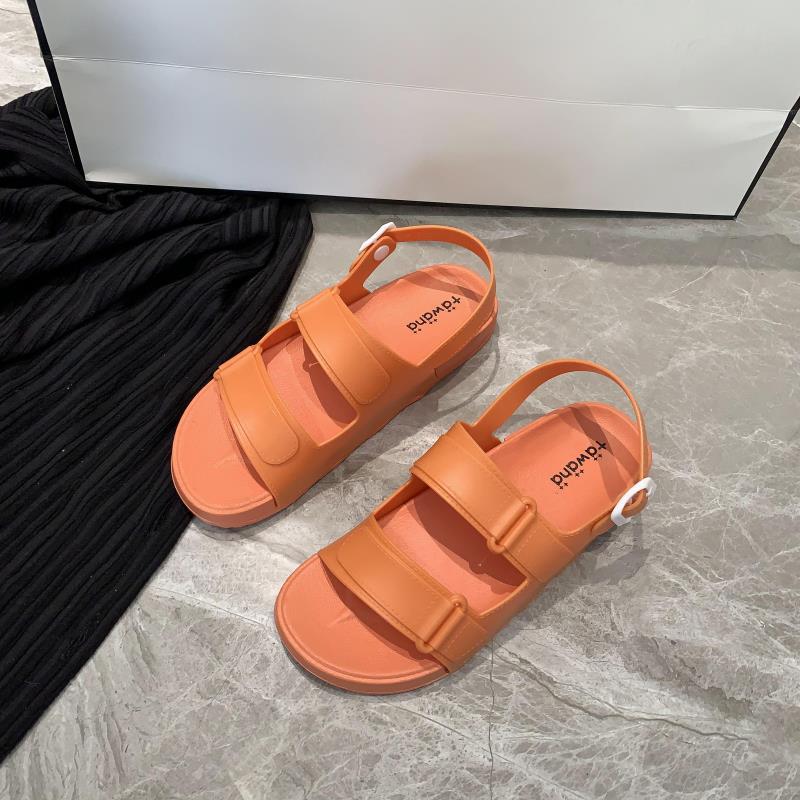 Korean Style Solid Color Casual PVC Outer Wear Sandals