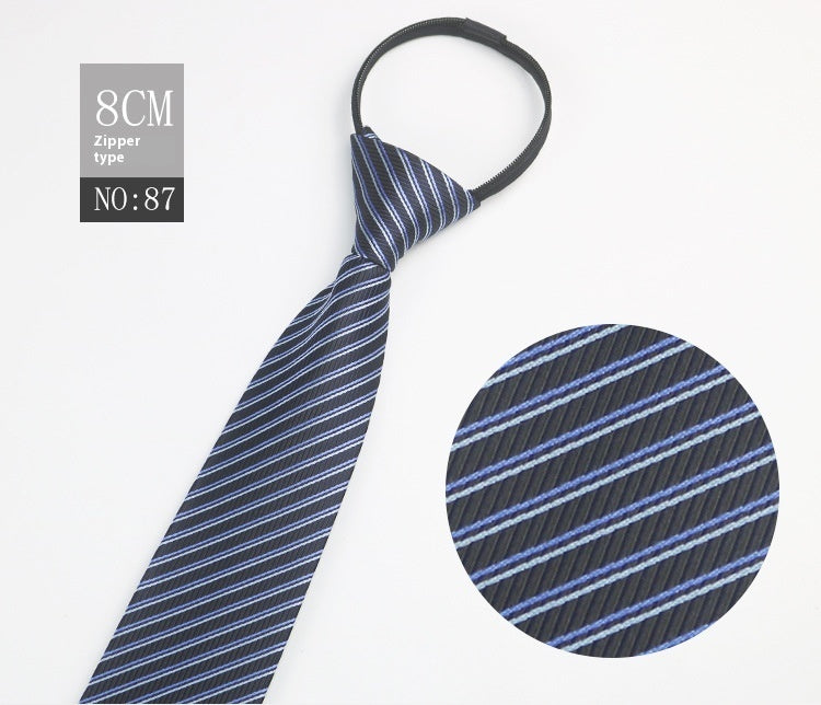 Black Men's Tie Striped Blue Business Tie Lazy Zip Tie In Stock Wholesale Pull Peels