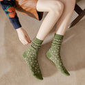 Retro Japanese Series Small  Avocado Green Mid-tube Socks