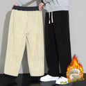 Winter Men's Casual Cashmere Pants Straight Wide-leg Pants