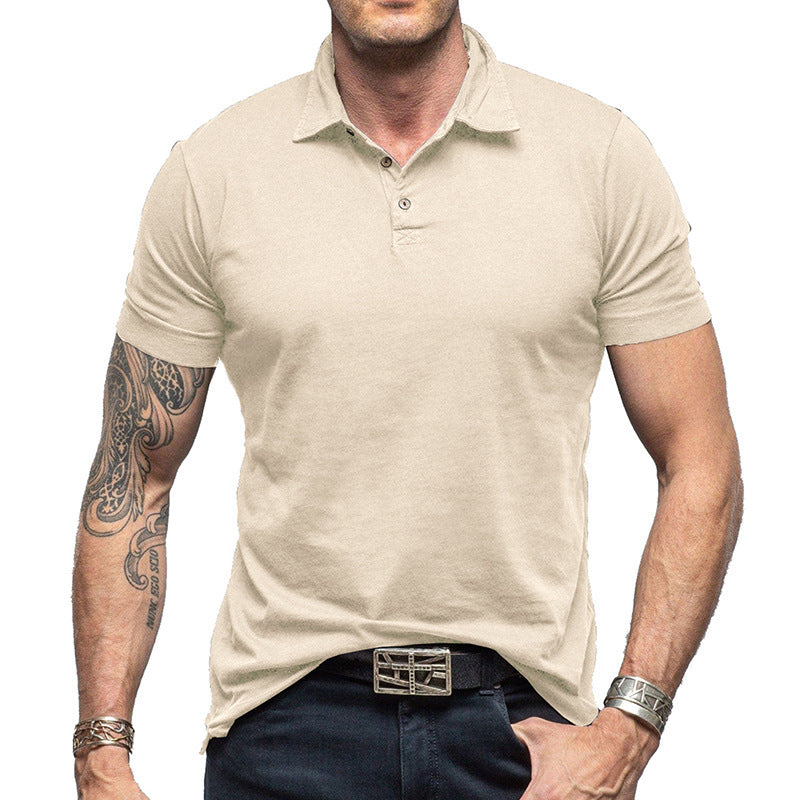 Men's Solid Color Short-sleeved Polo Shirt Top