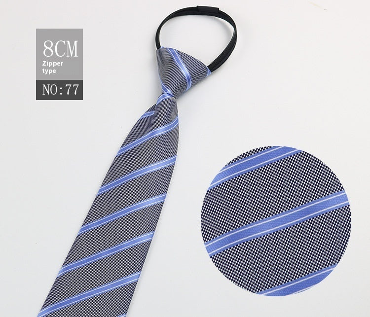 Black Men's Tie Striped Blue Business Tie Lazy Zip Tie In Stock Wholesale Pull Peels