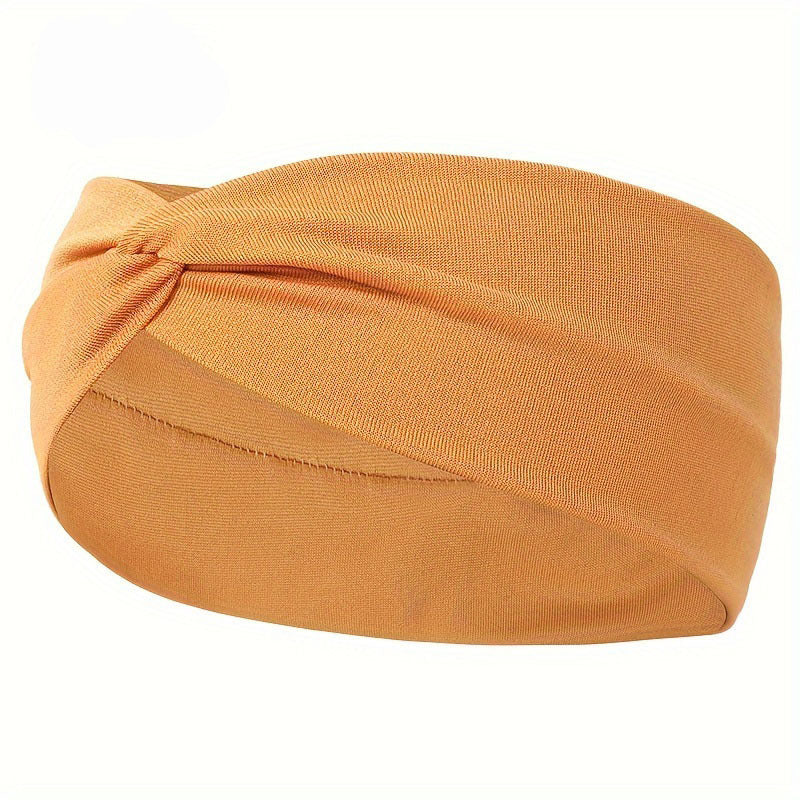 Pure Color And Knotted Hair Band Elastic Wide Hair Band Non-slip Headband, Suitable For Gym Sports Yoga