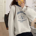 Women's Fleece-lined Thick Round Neck Fashion Loose Sweater