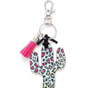 Wooden Cactus Keychain Leopard Flower