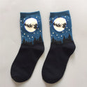 Christmas White Background Women's Mid-calf Length Sock Snowman Elk Socks