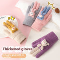 Five Finger Gloves Simple All-match Cartoon Cute Thickening Windproof