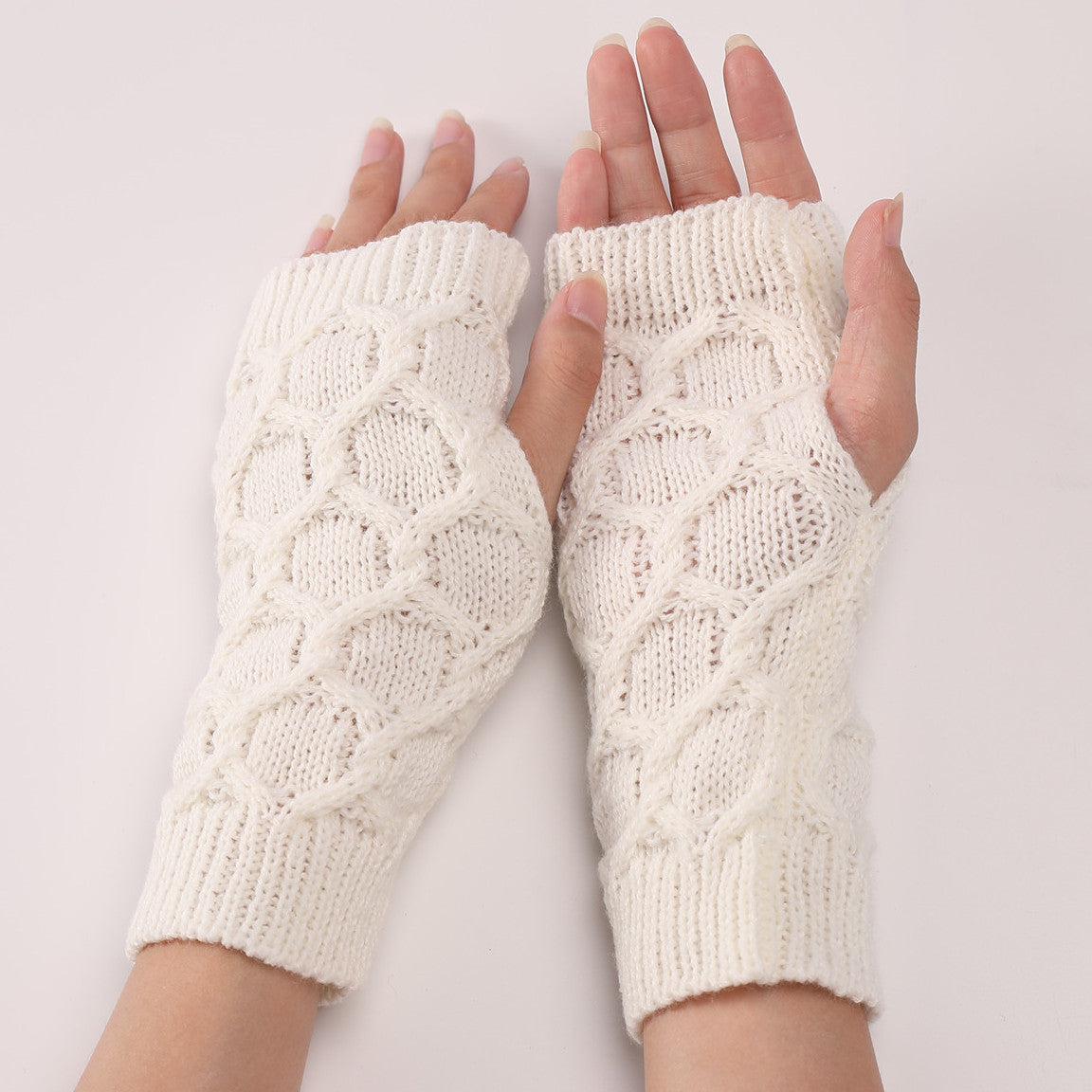 Fashion Short Knitted Wool Warm Half Finger Gloves